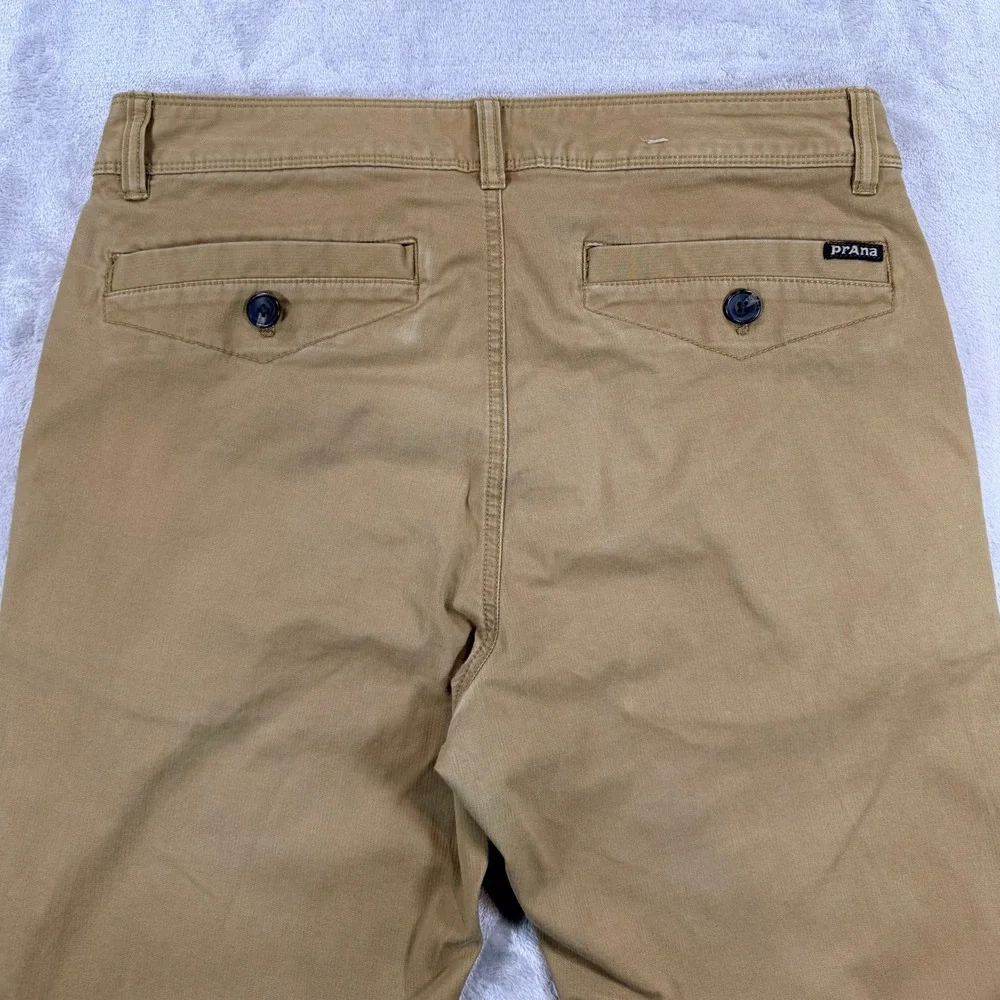 PrAna Mens Chino Organic Cotton Pants Straight Fit Stretch Cotton Tan 32x31